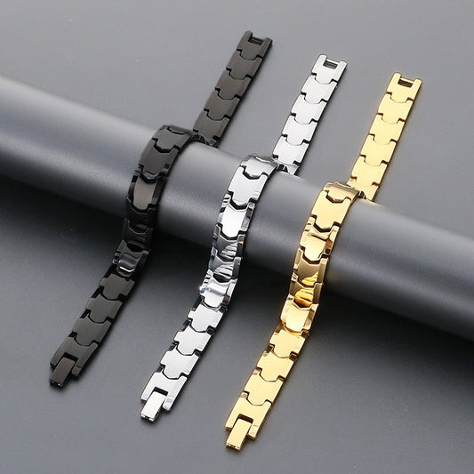 Kemstone Titanium Steel Magnetic Bullet Head Bracelet for Men K-B186890-TS