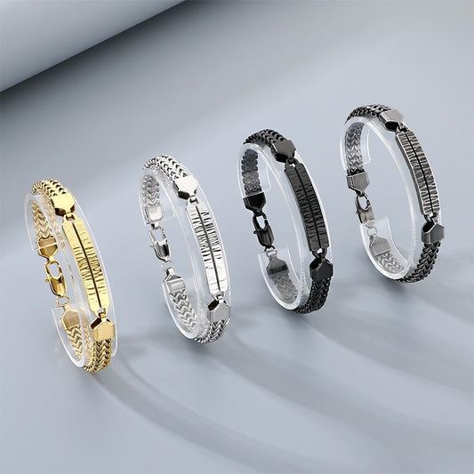 Kemstone Titanium Steel Dragonbone Chain Bracelet for Men – Vintage Bar Clasp Design K-B211234-KFC