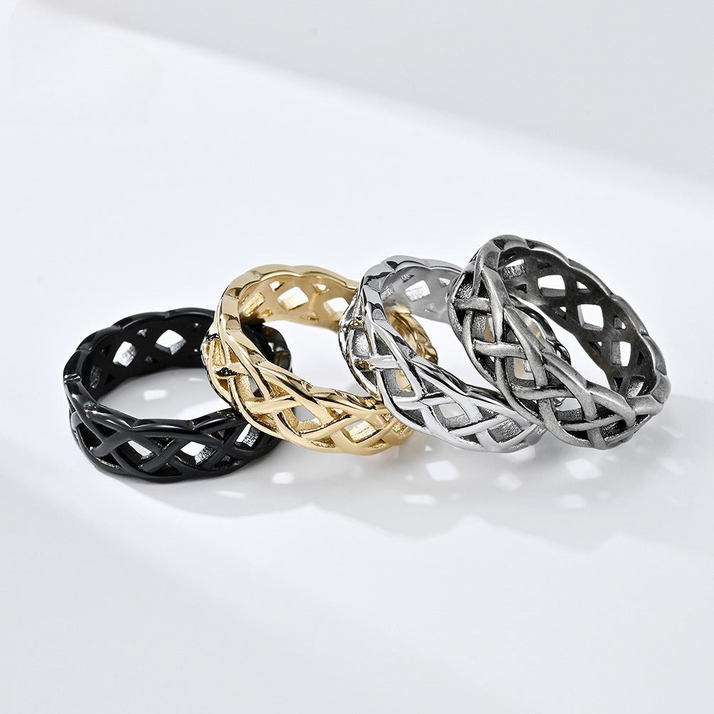 Kemstone Stainless Steel Celtic Eternity Knot Ring for Men & Women K-R667