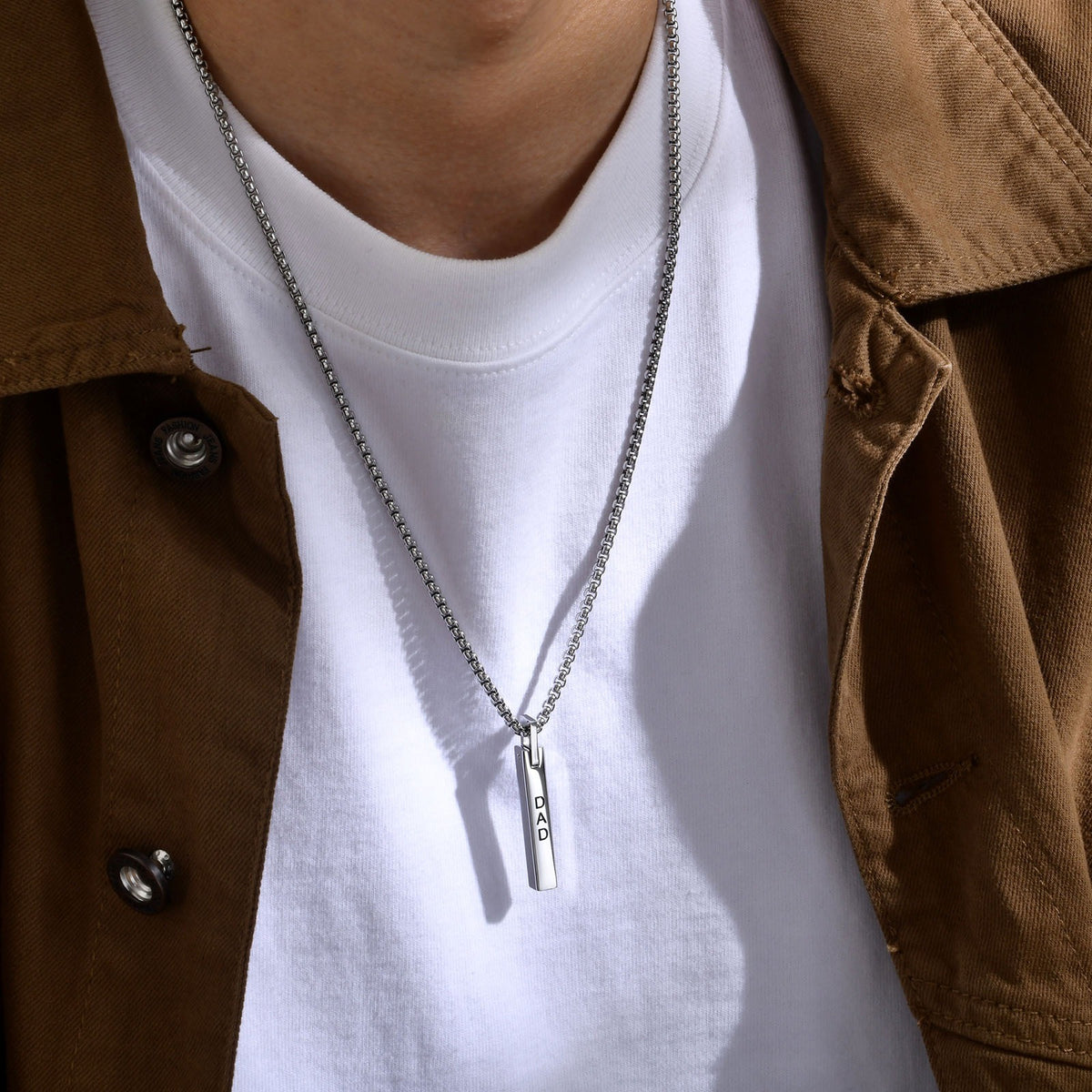 Kemstone DAD Bar Pendant Necklace for Men Stainless Steel PN-7030