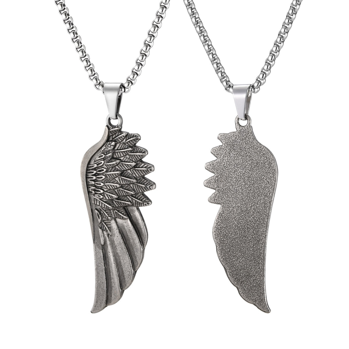 Kemstone Wing Pendant Necklace for Men Alloy Feather Relief NC-3026