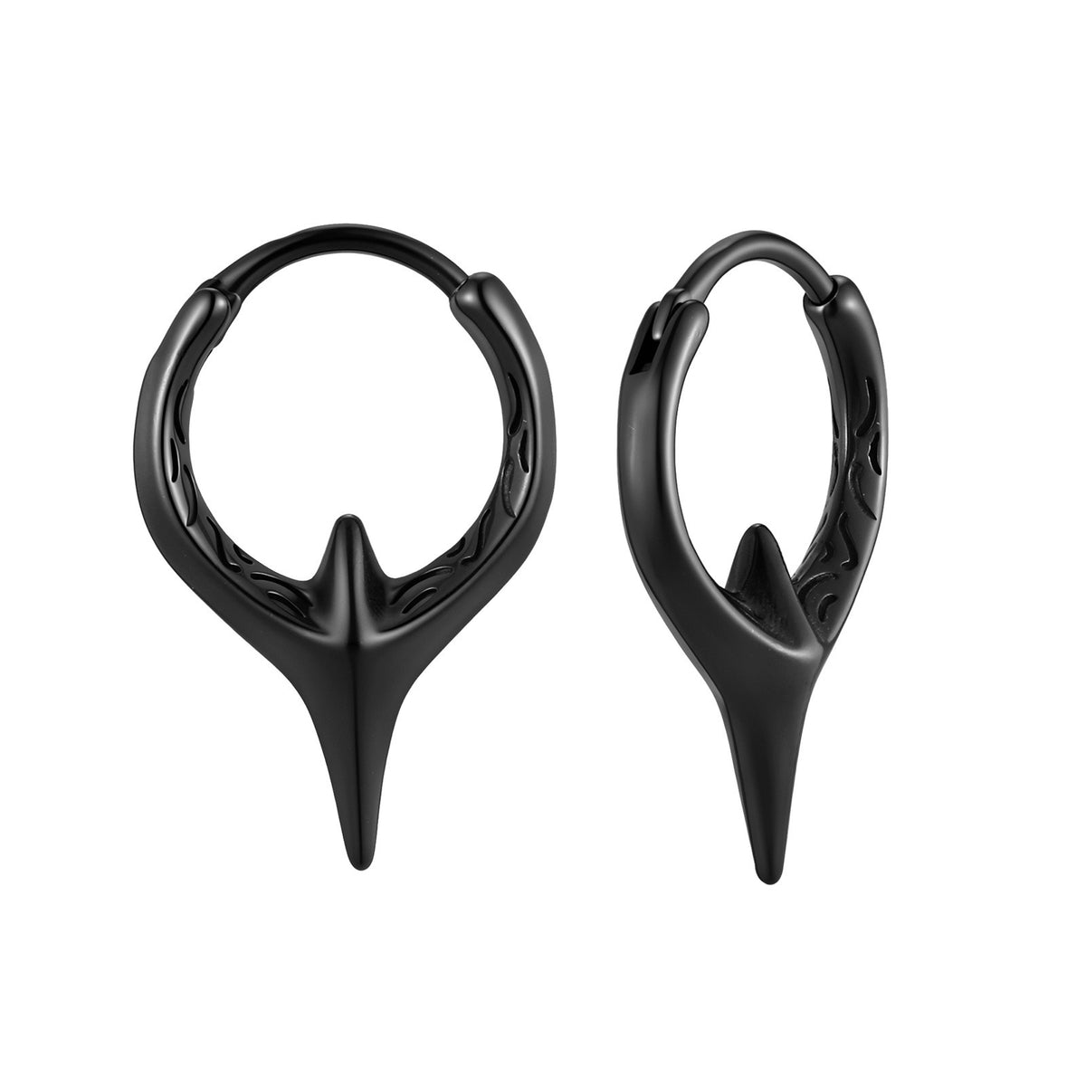 Kemstone Black Star Hoop Earring for Men Stainless Steel Four Point EH-829