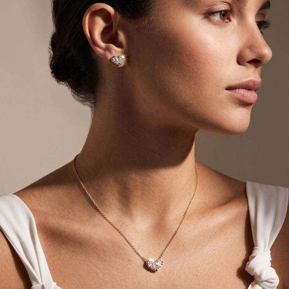 Kemstone Heart Moissanite Pendant Necklace for Women 925 Sterling Silver Pear Cut Detail SMON21