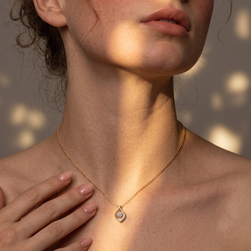 Kemston Teardrop 0.3CT Moissanite Pendant Necklace for Women 925 Sterling Silver SMON22