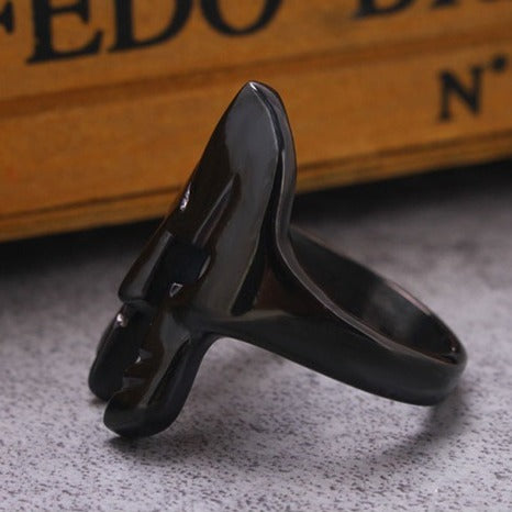 Kemstone Black Spartan Helmet Ring for Men Stainless Steel Vintage Style TR0058