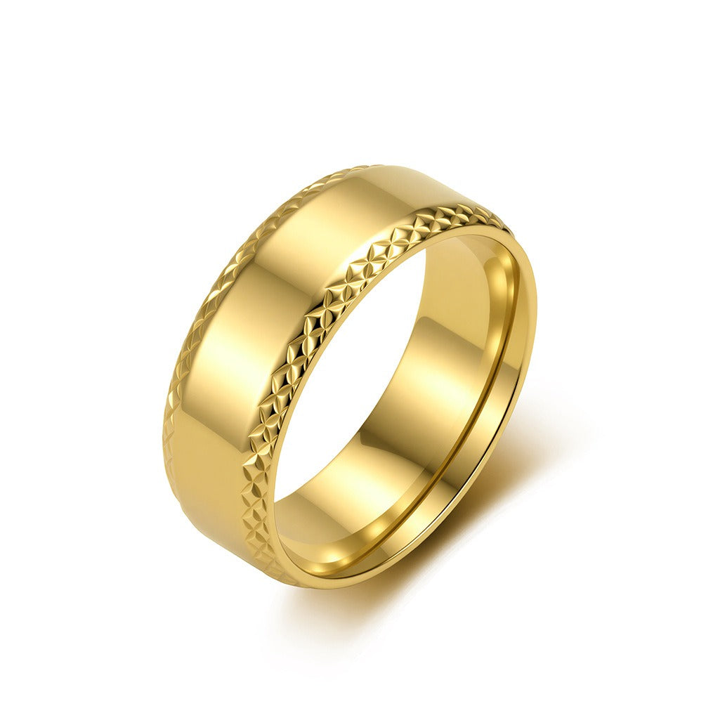 Kemstone Faceted Edge Ring for Men Stainless Steel Minimalist K-R1231
