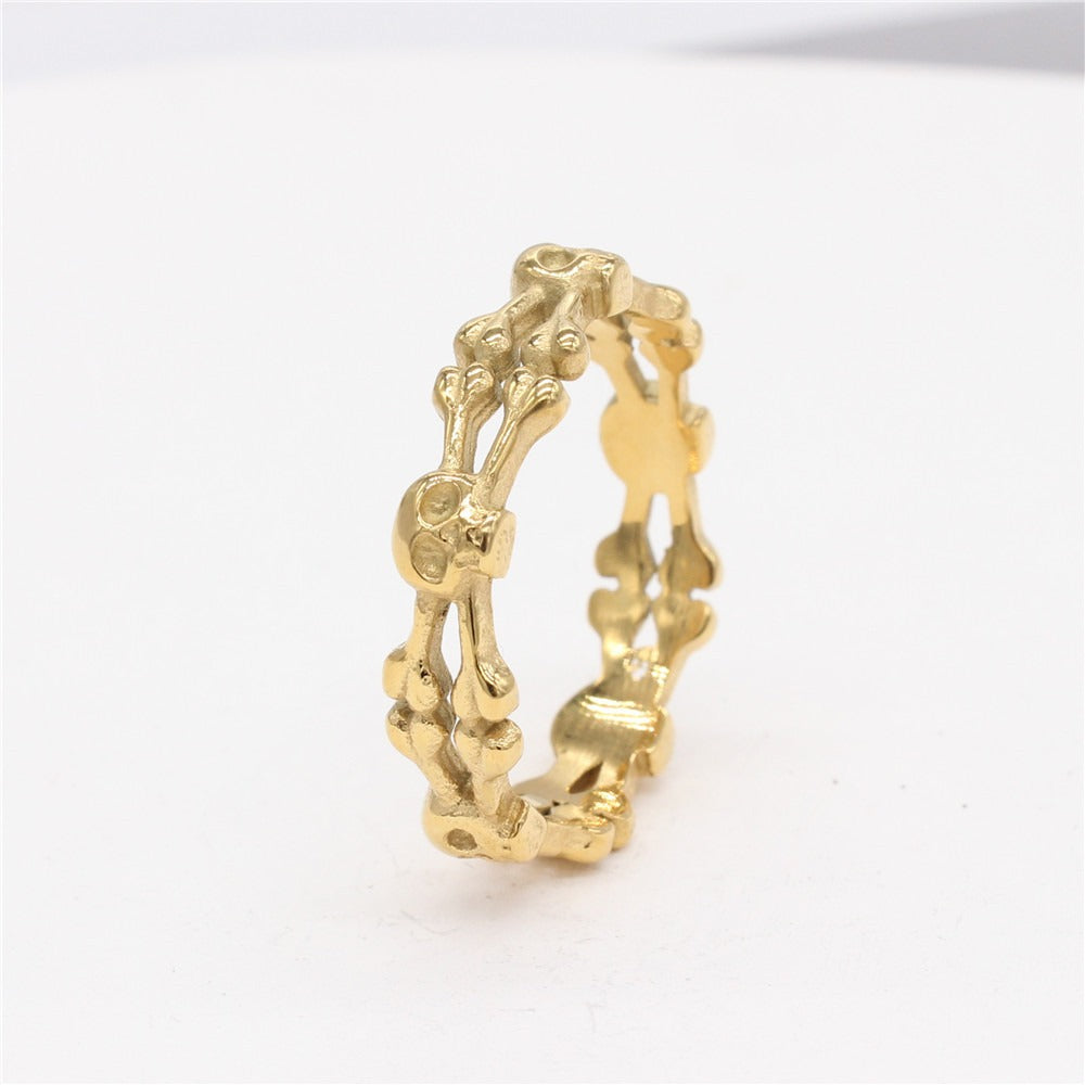 Kemstone Skeleton Bone Skull Ring for Men Titanium Steel Vintage R1344