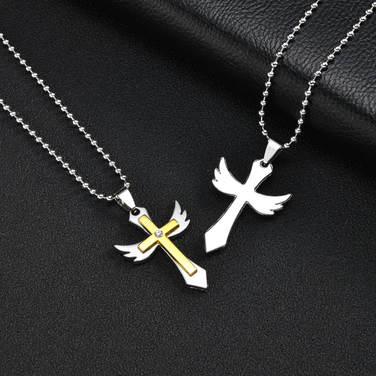 Kemstone Winged Cross Pendant Necklace for Men Two Tone NC-3031