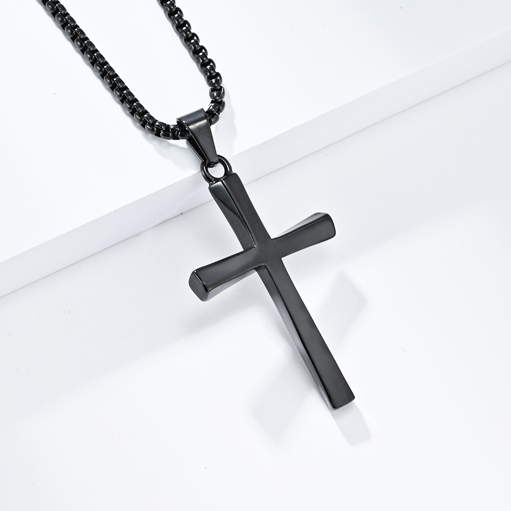 Kemstone Stainless Steel Twisted Cross Necklace for Men Minimalist K-PT516