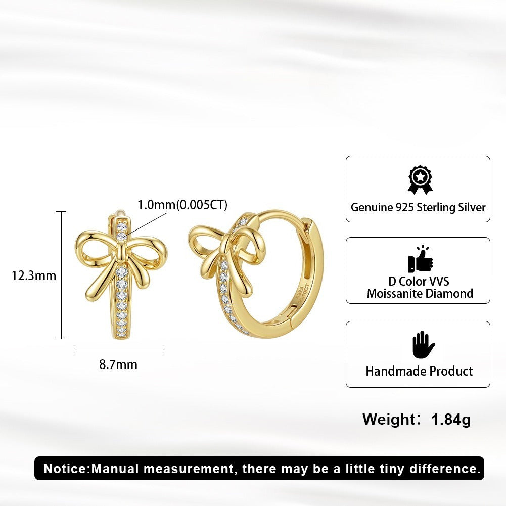 Kemstone Bow Moissanite Hoop Earrings for Women 925 Sterling Silver SMOE37