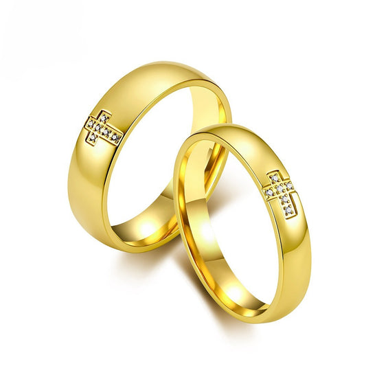 Kemston Cross Ring for Men & Women Stainless Steel Small Stone Detail K-R1222