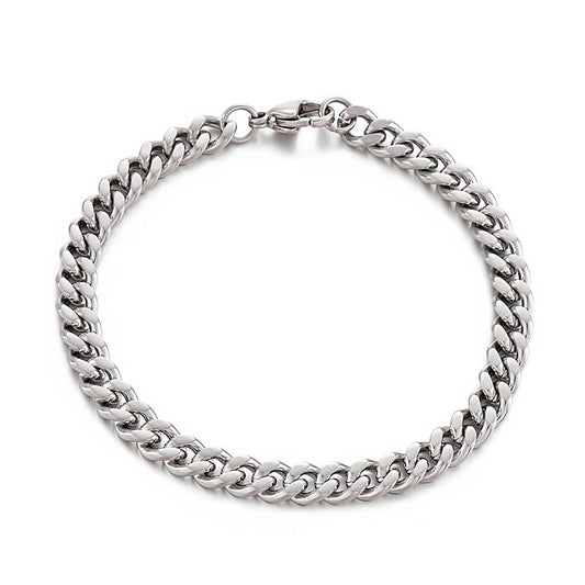 Kemstone Cuban Link Necklace & Bracelet Set – 8mm Stainless Steel Chain in Gold or Silver KS139040-Z