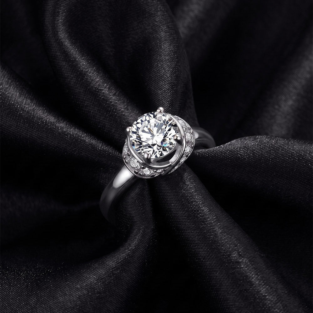 Kemstone 1CT Round Moissanite Halo Ring for Women 925 Sterling Silver SMOR31