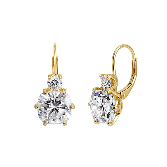 Kemston Cushion Cut Moissanite Drop Earrings for Women 925 Sterling Silver SMOE31