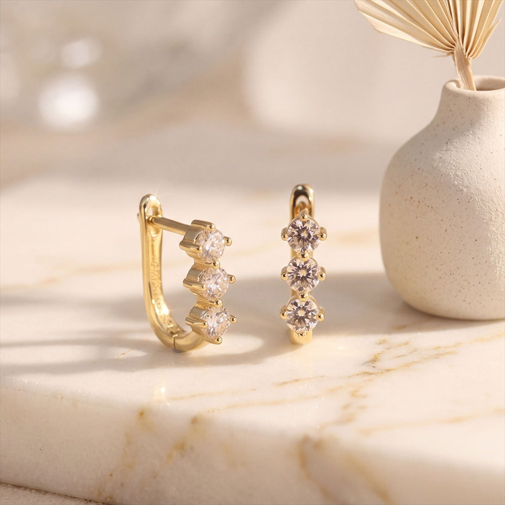 Kemstone Cubic Zirconia Stud Earrings for Women 925 Sterling Silver Dainty Minimalist LZE63