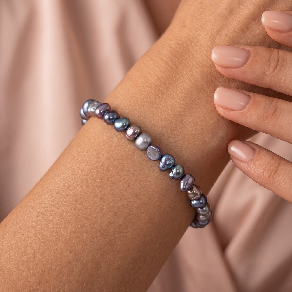 Kemston Multicolor Freshwater Pearl Bracelet for Women 925 Sterling Silver GPB64