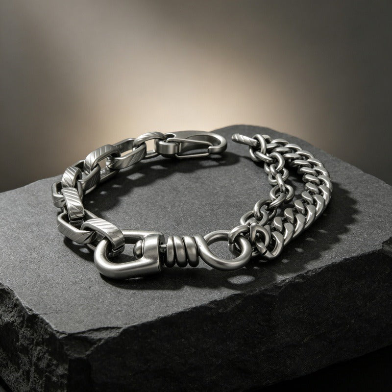 Kemstone Mixed Cuban Link Bracelet for Men Titanium Steel KB146302-KLHQ