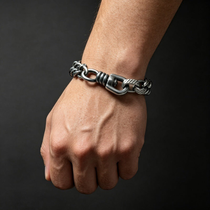 Kemstone Mixed Cuban Link Bracelet for Men Titanium Steel KB146302-KLHQ