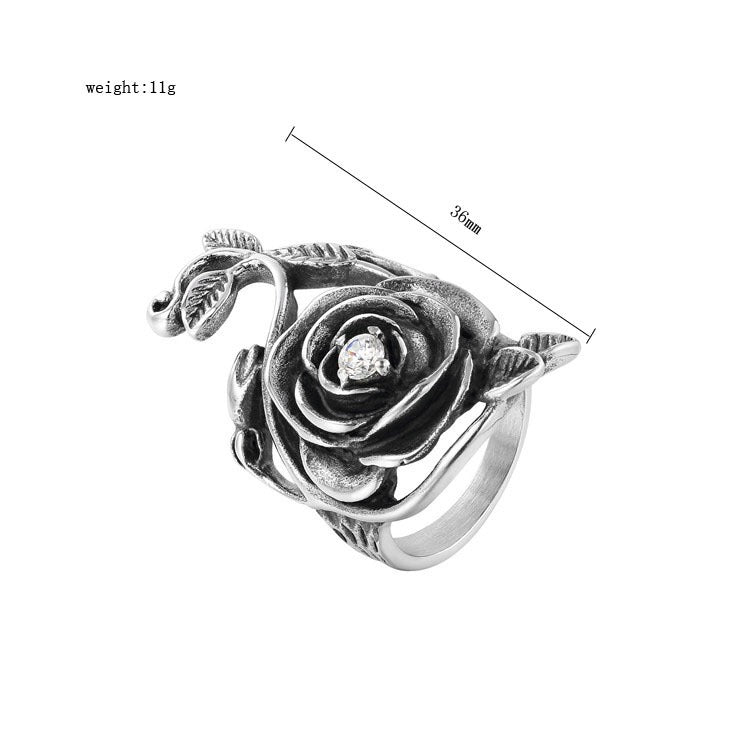 Kemstone Gothic Rose Ring for Men Titanium Steel Vine Design R0730