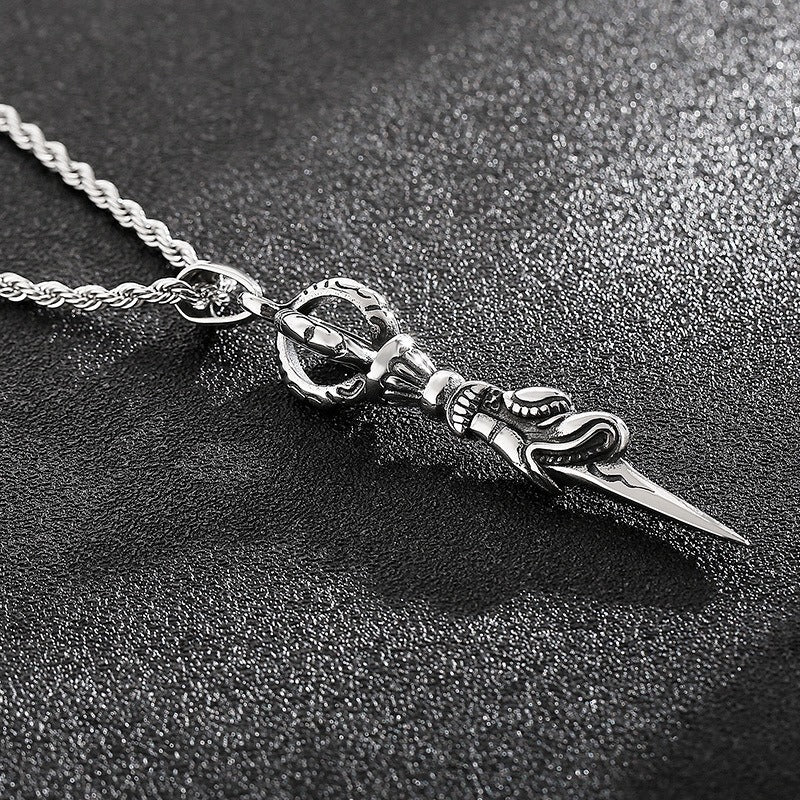 Kemstone Men’s Titanium Steel Vajra Pendant Necklace – Vintage Spike Design KP57670-BD