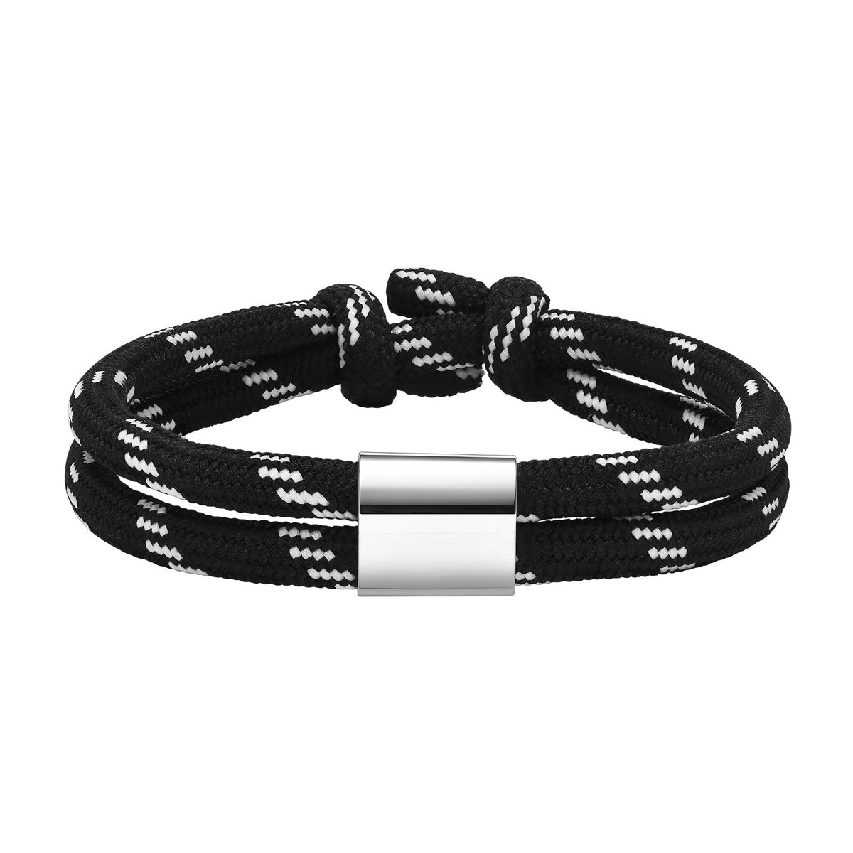 Kemstone Double Cord Bracelet for Men Stainless Steel Accent BR-1699