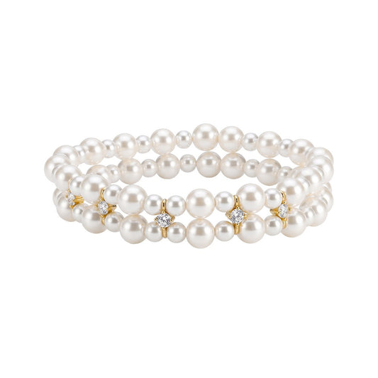 Kemston Double Strand Pearl Bracelet for Women 925 Sterling Silver PSB10