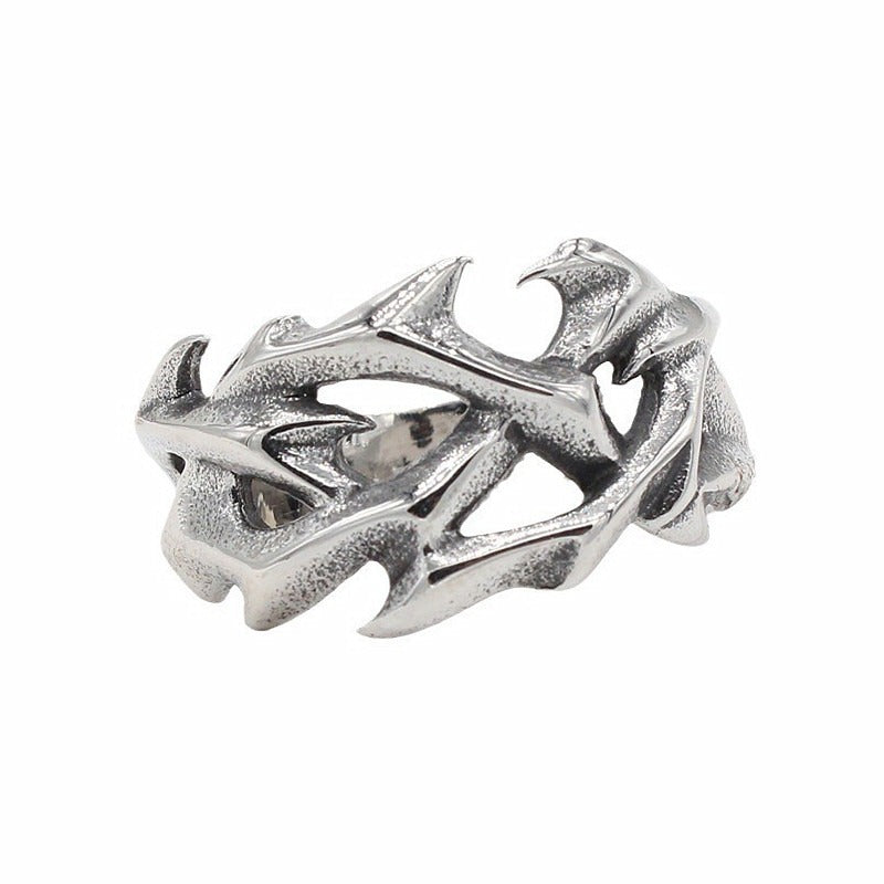 Kemston Titanium Steel Dragon Ring for Men Gothic Flame Texture R1109