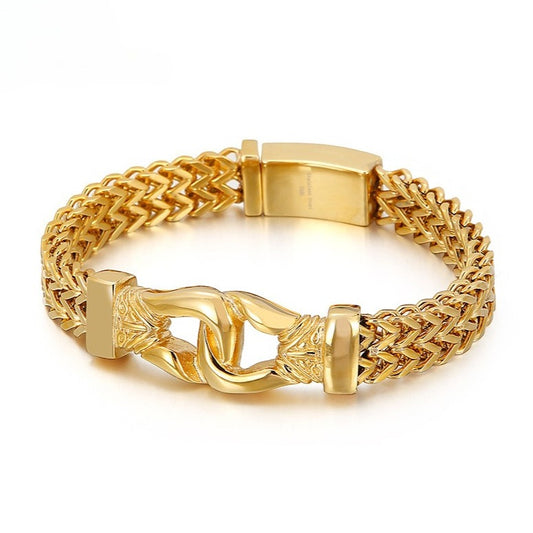 Kemstone Dragonbone Gold-plated Titanium Steel Bracelet for Men K-R1345