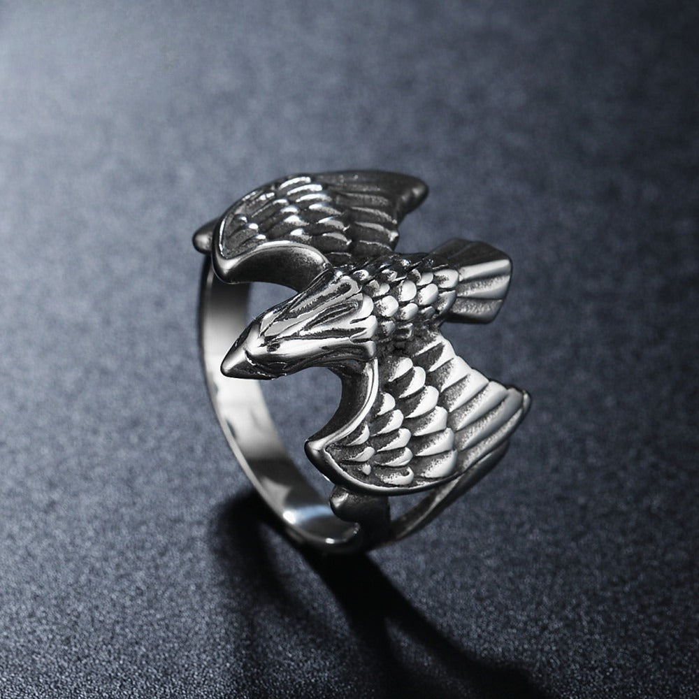 Kemstone Eagle Ring for Men Titanium Steel Wing Detail Vintage NK20