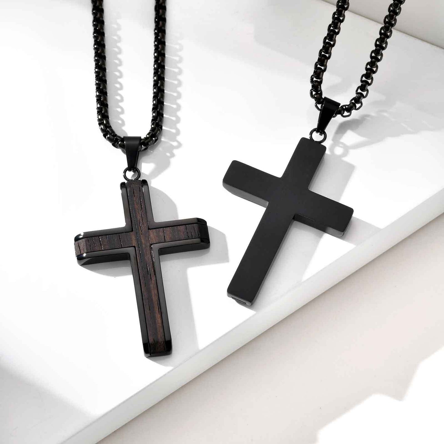 Kemstone Men’s Stainless Steel Cross Necklace – Ebony Black Pendant PN-2209
