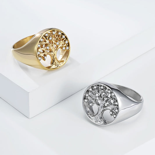 Kemstone Tree of Life Ring – Stainless Steel Crystal Women’s Jewelry K-R1074