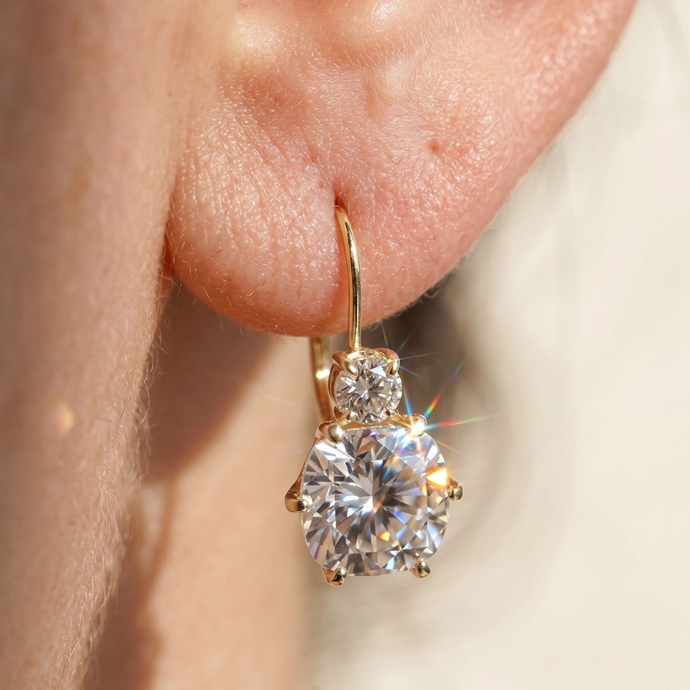 Kemston Cushion Cut Moissanite Drop Earrings for Women 925 Sterling Silver SMOE31