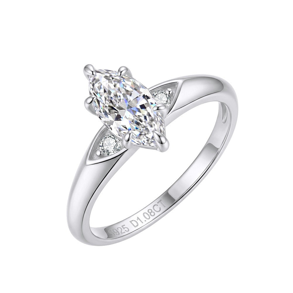 Kemstone 1CT Marquise Moissanite Ring for Women 925 Sterling Silver SMOR30