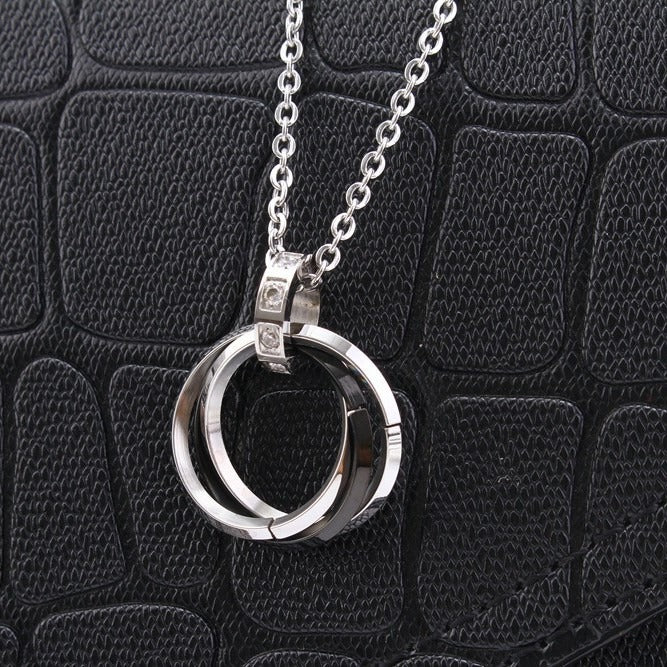 Kemstone Titanium Steel Interlocking Circle Pendant Necklace for Men & Women TN0053