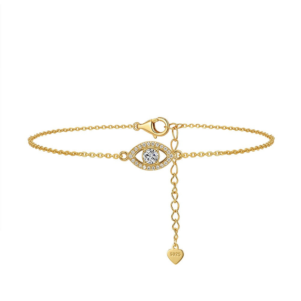 Kemstone Eye Shape Moissanite Bracelet for Women 925 Sterling Silver Adjustable Chain SMOB11