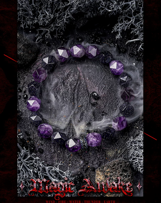 Kemstone Men’s Bracelet – Natural Amethyst, Smoky Quartz & Blue Goldstone Beads GXB-617169