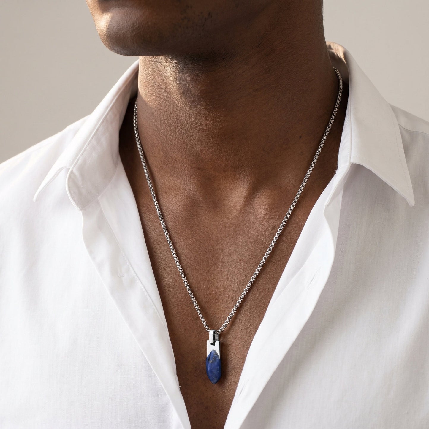 Kemstone Geometric Tiger Eye Pendant Necklace for Men Stainless Steel PN-2439