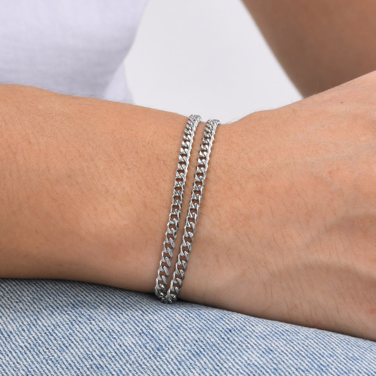 Kemstone Stainless Steel Double Wrap Curb Bracelet for Men BR-2095