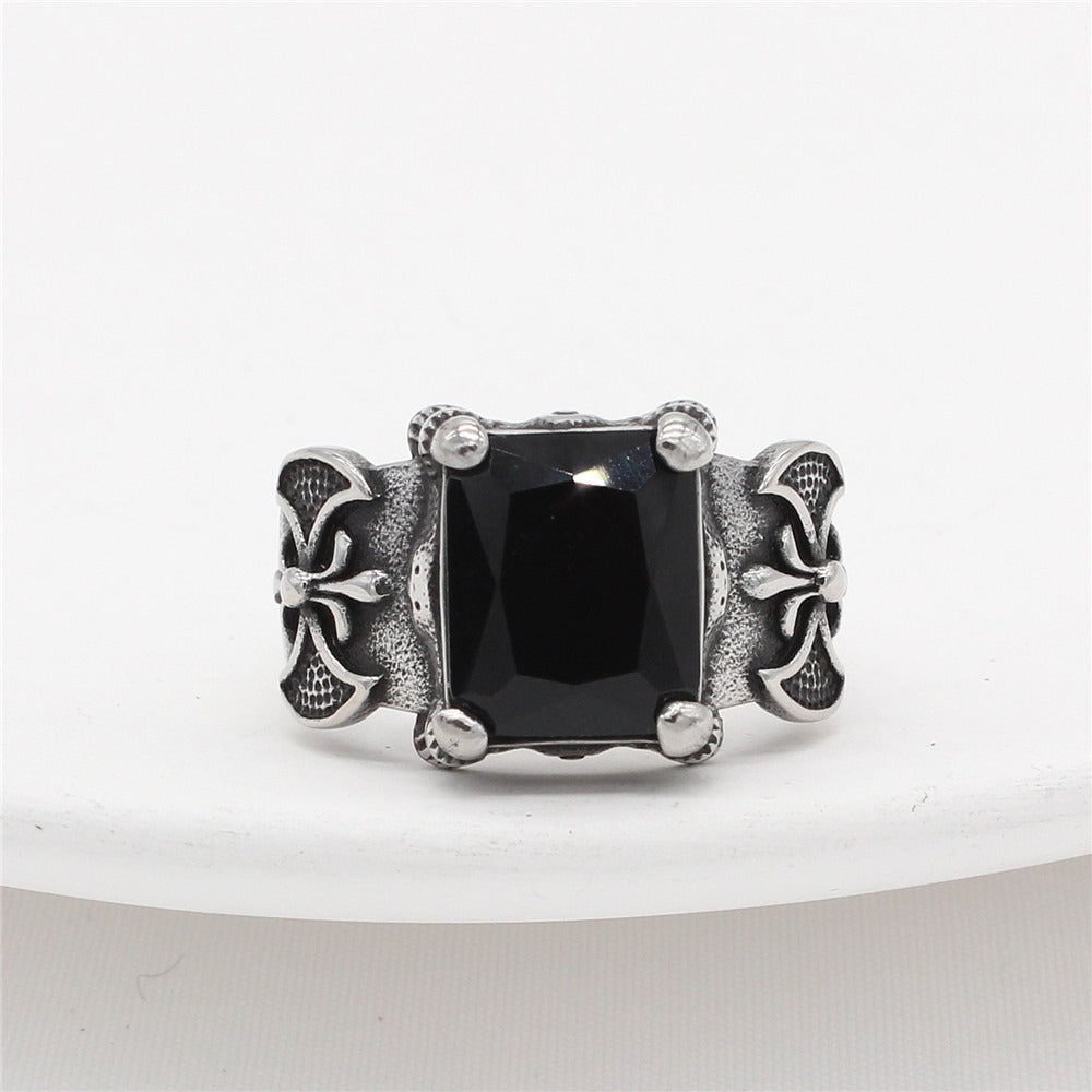 Kemstone Viking Axe Stone Ring for Men Titanium Steel R0542
