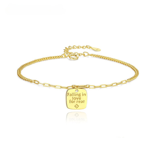 Pulsera de plata de ley Kemstone, diseño original artesanal "Enamorarse de verdad", joyería de oro para mujer.