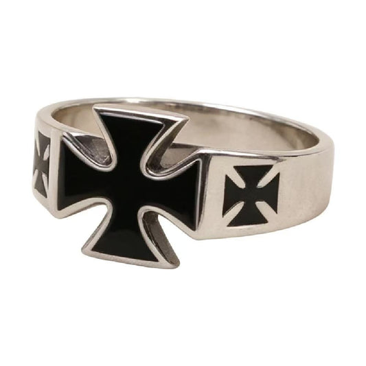 Kemstone Flared Cross Ring for Men Titanium Steel Vintage Contrast R7004
