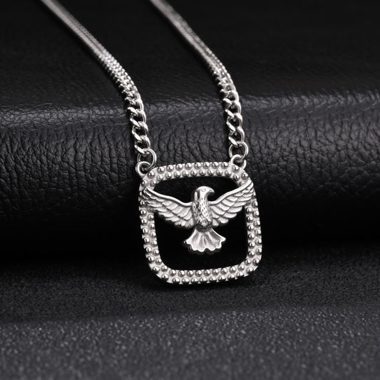 Kemston Flying Dove Necklace for Men Stainless Steel Open Frame NC-3103