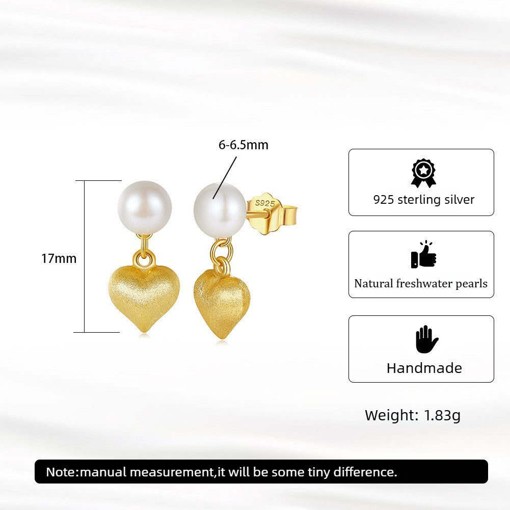 Kemston Freshwater Pearl Heart Drop Earrings for Women 925 Sterling Silver Gold Tone GPE100