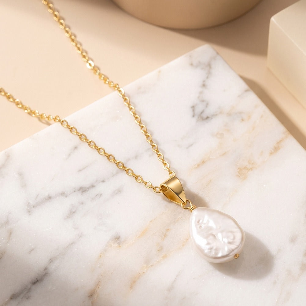 Kemstone Teardrop Freshwater Pearl Pendant Necklace for Women 925 Sterling Silver SGPN118