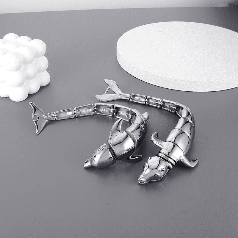 Kemstone Dolphin Bracelet for Men Titanium Steel Animal Jewelry KB42449-D