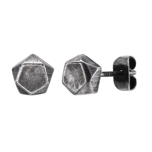 Kemstone Geometric Stainless Steel Pentagon Ear Cuffs – Retro Silver Hip-Hop Men’s Accessories ES-530