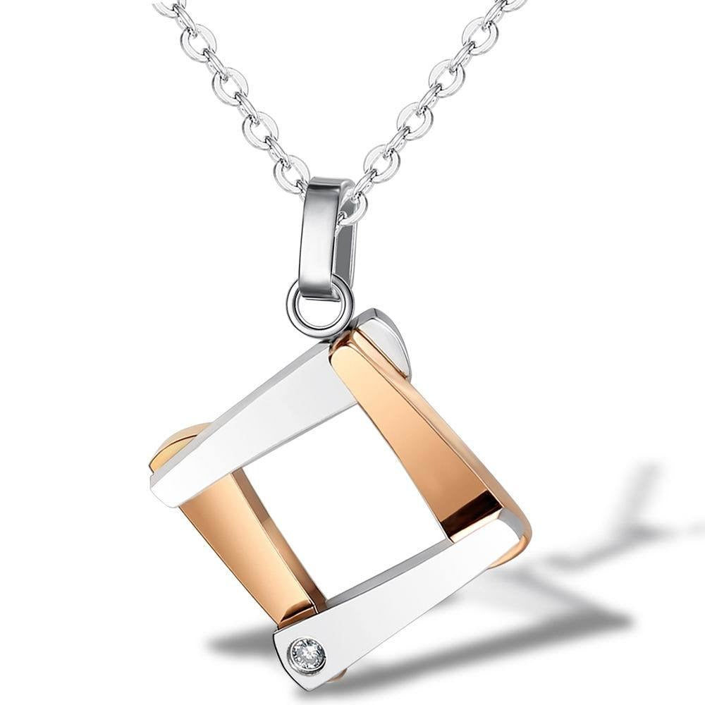 Kemstone Open Square Necklace for Men & Women Titanium Steel Two-Tone TN0052