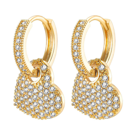 Pendientes de cobre con forma de corazón y circonitas cúbicas Kemstone para mujer – Elegante joyería de uso diario EBD-310