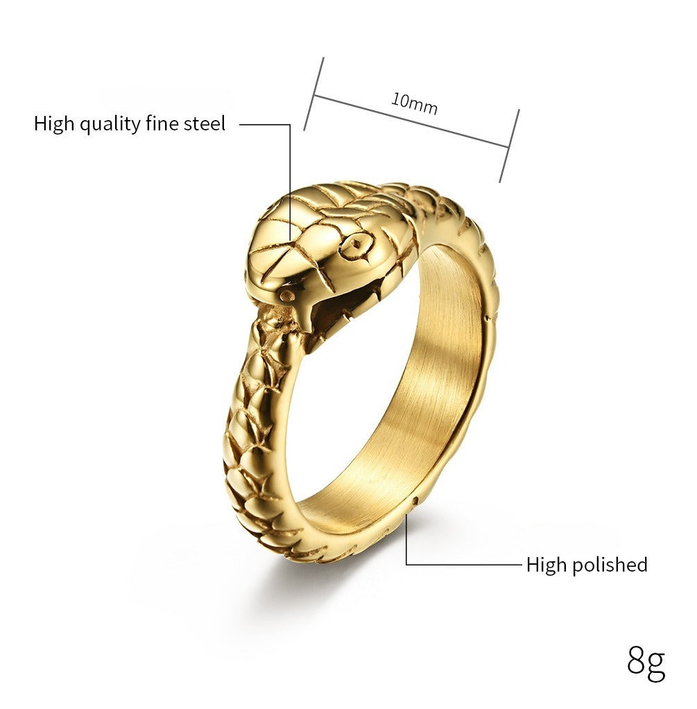 Kemstone Stainless Steel Snake Head Ring for Men K-R488