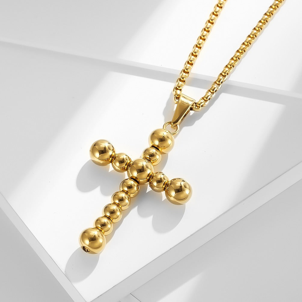 Kemstone Stainless Steel Beaded Cross Necklace for Men K-PT387